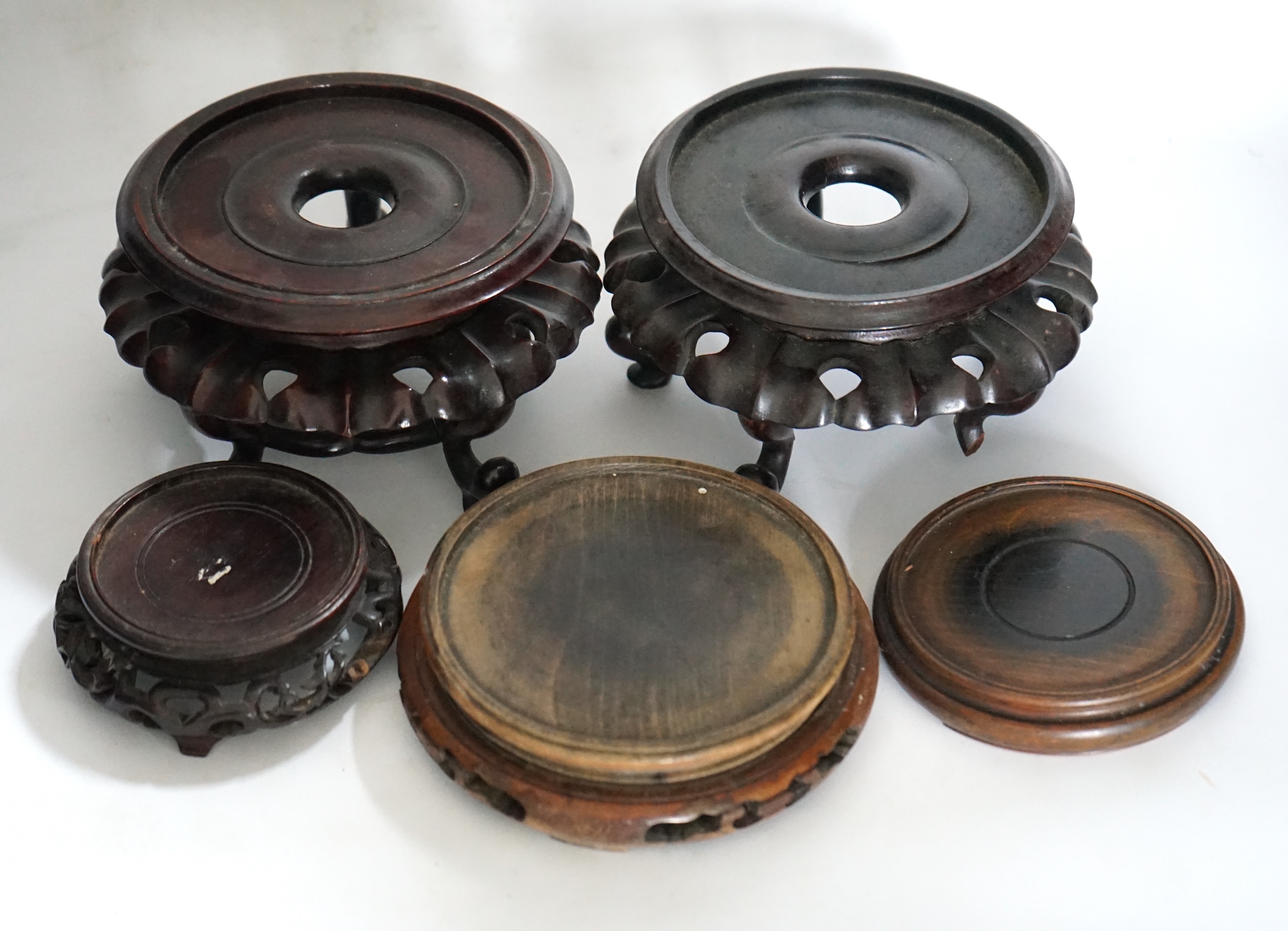 A group of assorted Chinese hardwood vase stands